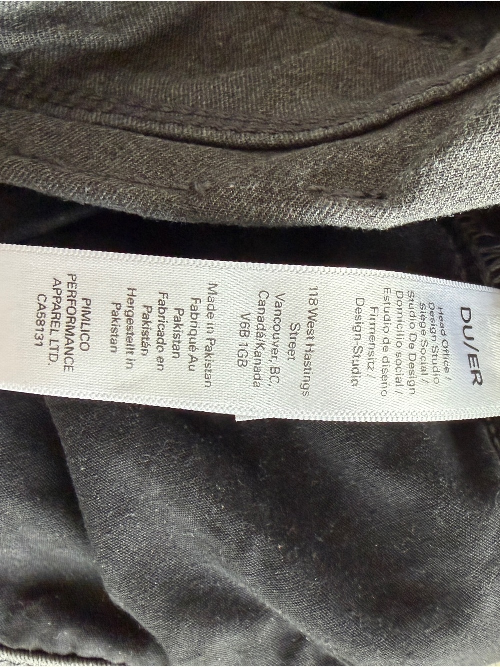 Duet men’s slim charcoal pants. New but washed